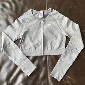 Gymshark Light Gray Long Sleeve Crop Top